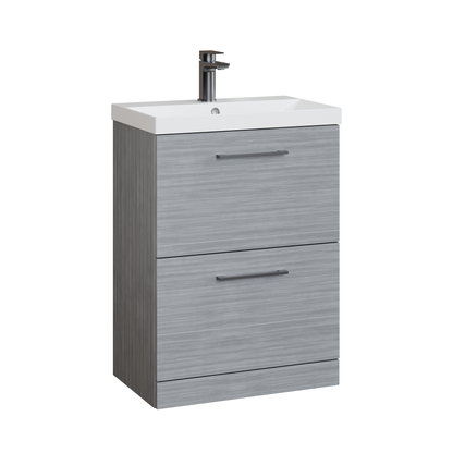 Fairford Aspri 600mm Anthracite 2-Drawer Floorstanding Vanity Unit