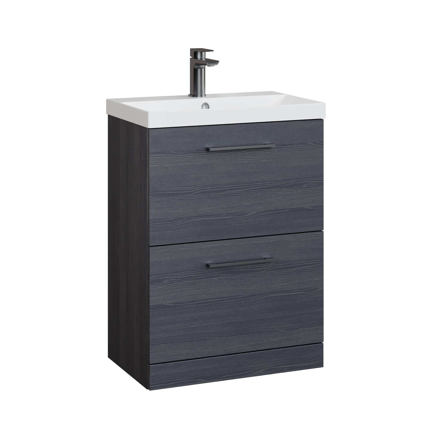 Fairford Aspri 600mm Charcoal Black 2-Drawer Floorstanding Vanity Un