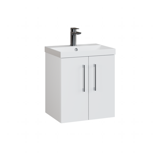 Fairford Aspri 500mm Gloss White 2-Door Wall Hung Vanity Unit