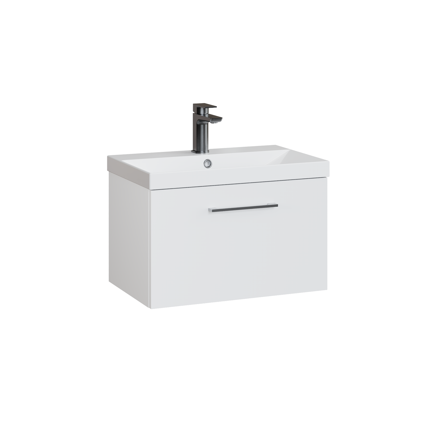 Fairford Aspri Gloss White 600mm 1 Drawer Wall Hung Vanity Unit
