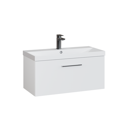 Fairford Aspri 800mm Gloss White 1-Drawer Wall Hung Vanity