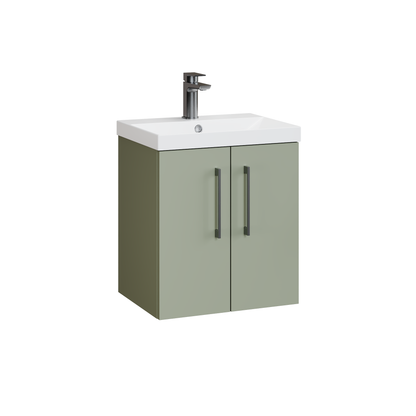Fairford Aspri 500mm Satin Green 2-Door Wall Hung Vanity Unit