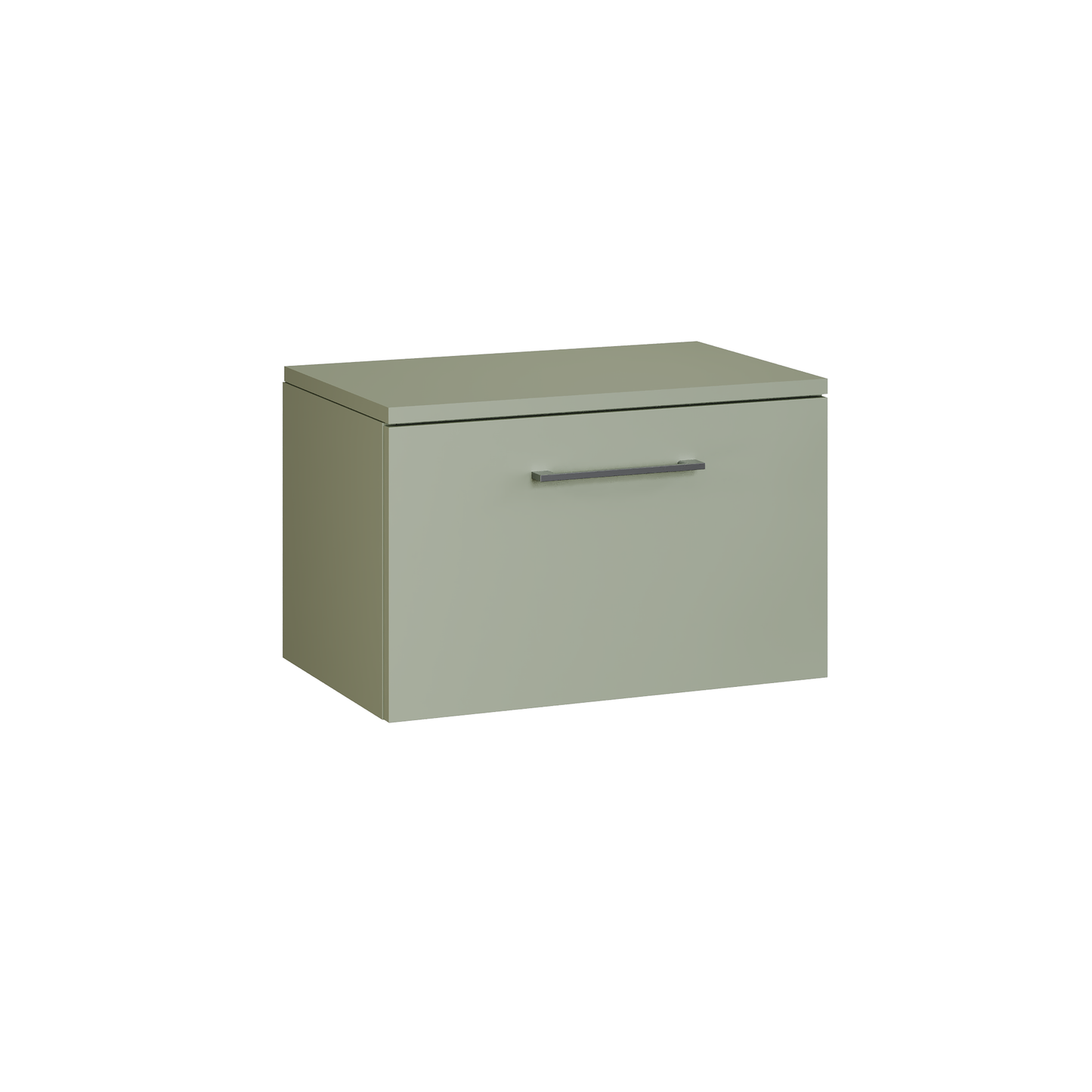 Fairford Aspri 600mm Satin Green Wall Hung Vanity Unit, MDF Satin Green Worktop