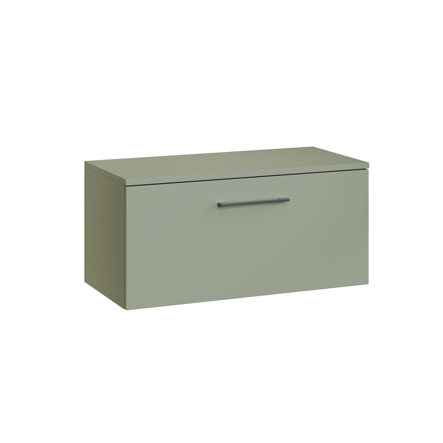 Fairford Aspri Satin Green 800mm 1 Drawer Wall Hung Vanity Unit with Worktop