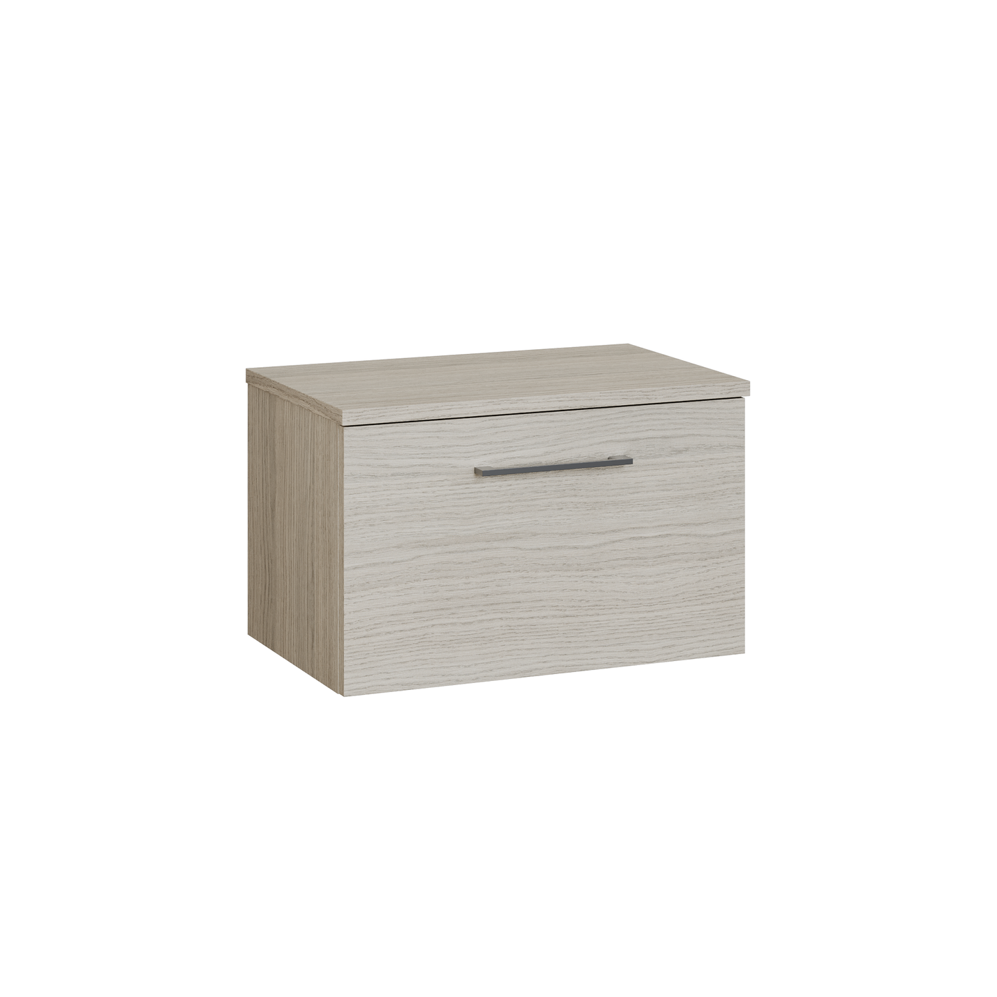Fairford Aspri 600mm Solace Oak Wall Hung Vanity Unit, MDF Solace Oak Worktop