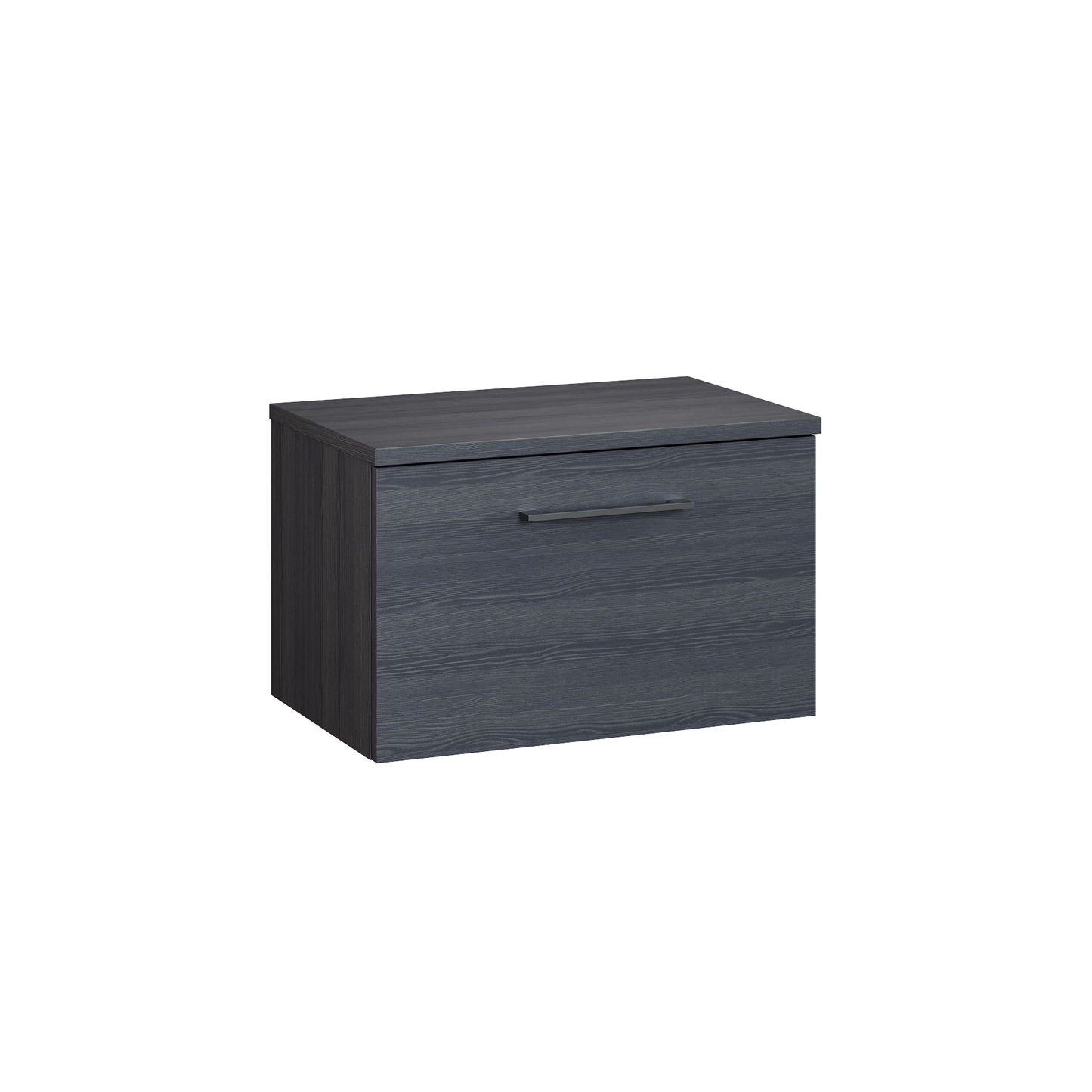 Fairford Aspri 600mm Charcoal Black Wall Hung Vanity Unit, MDF Charcoal Black Worktop