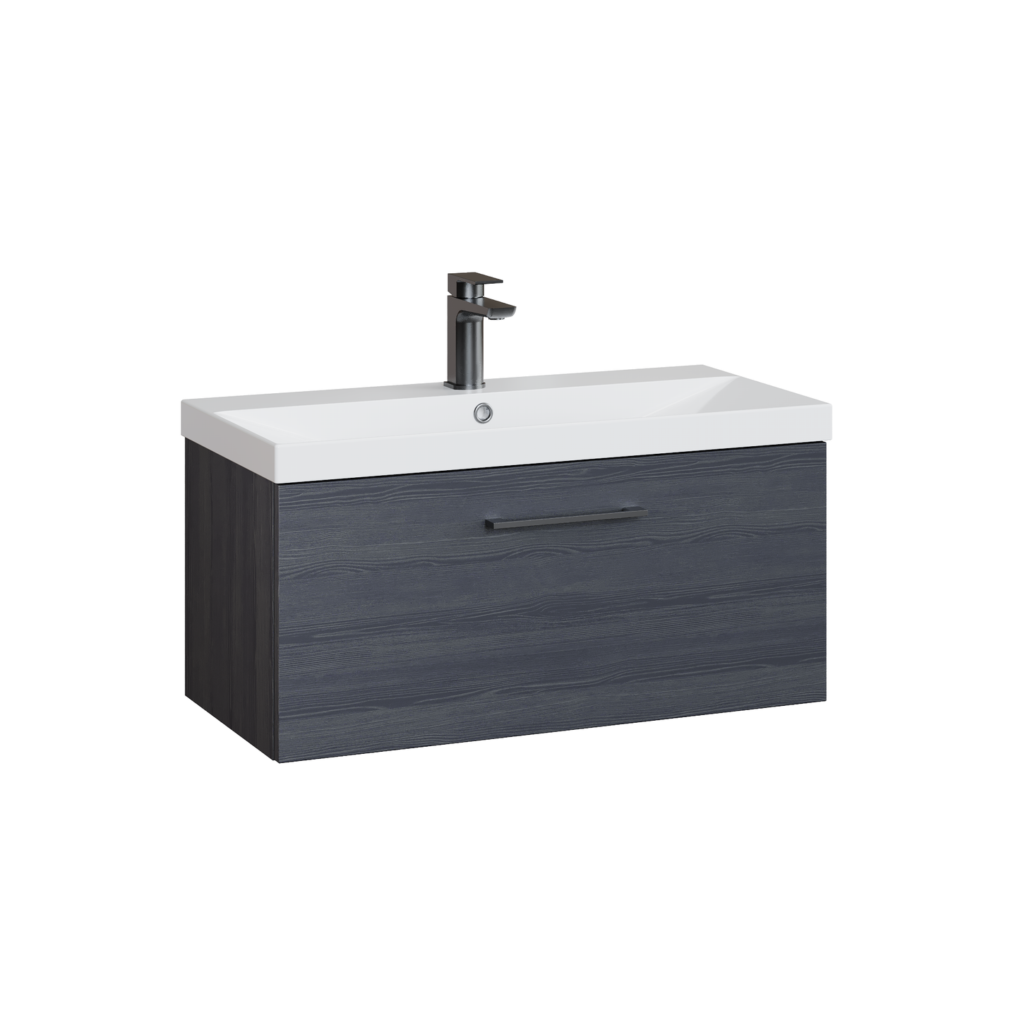 Fairford Aspri 800mm Charcoal Black 1-Drawer Wall Hung Vanity Unit