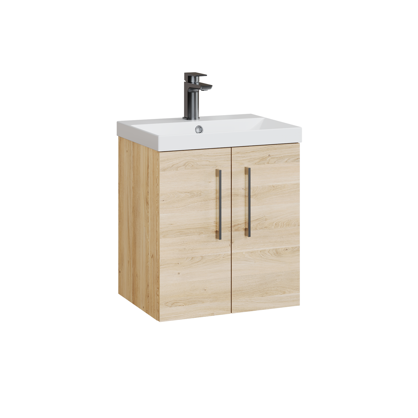Fairford Aspri Bleached Oak 500mm 2 Door Wall Hung Vanity Unit