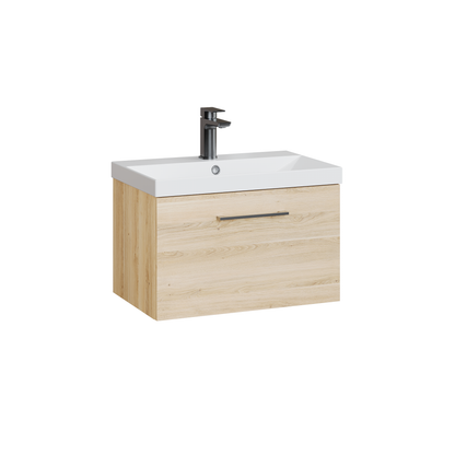 Fairford Aspri Bleached Oak 600mm 1 Drawer Wall Hung Vanity Unit