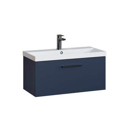 Fairford Aspri Midnight Blue 800mm 1 Drawer Wall Hung Vanity Unit