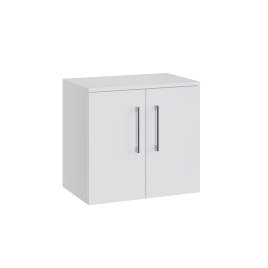 Fairford Aspri Gloss White 600mm 2 Door Wall Hung Vanity Unit with Worktop
