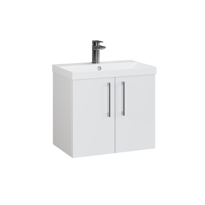 Fairford Aspri Gloss White 600mm 2 Door Wall Hung Vanity Unit