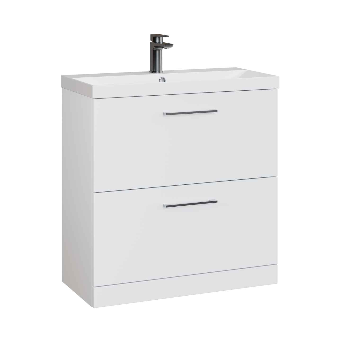 Fairford Aspri 800mm Gloss White 2-Drawer Floorstanding Vanity Unit