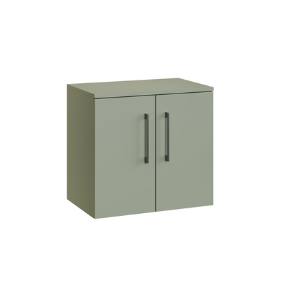 Fairford Aspri Satin Green 600mm 2 Door Wall Hung Vanity Unit with Worktop