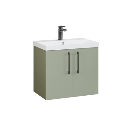 Fairford Aspri Satin Green 600mm 2 Door Wall Hung Vanity Unit
