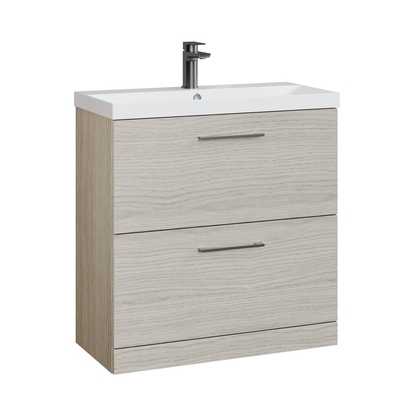 Fairford Aspri 800mm Solace Oak 2-Drawer Floorstanding Vanity Unit