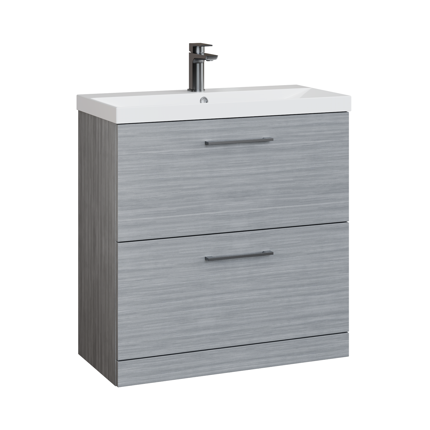 Fairford Aspri 800mm Anthracite 2-Drawer Floorstanding Vanity Unit