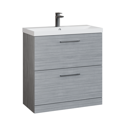 Fairford Aspri 800mm Anthracite 2-Drawer Floorstanding Vanity Unit