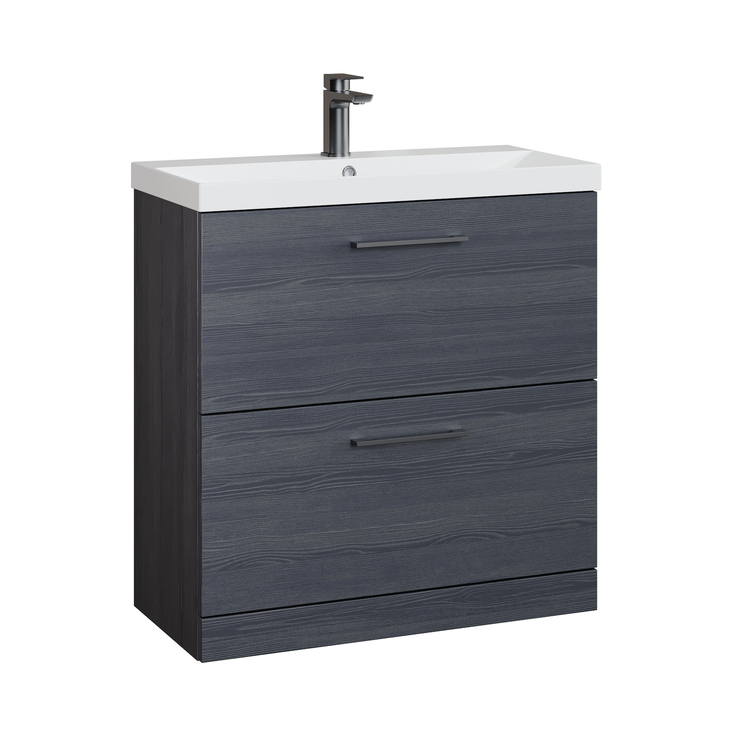 Fairford Aspri 800mm Charcoal Black 2-Drawer Floorstanding Vanity Unit