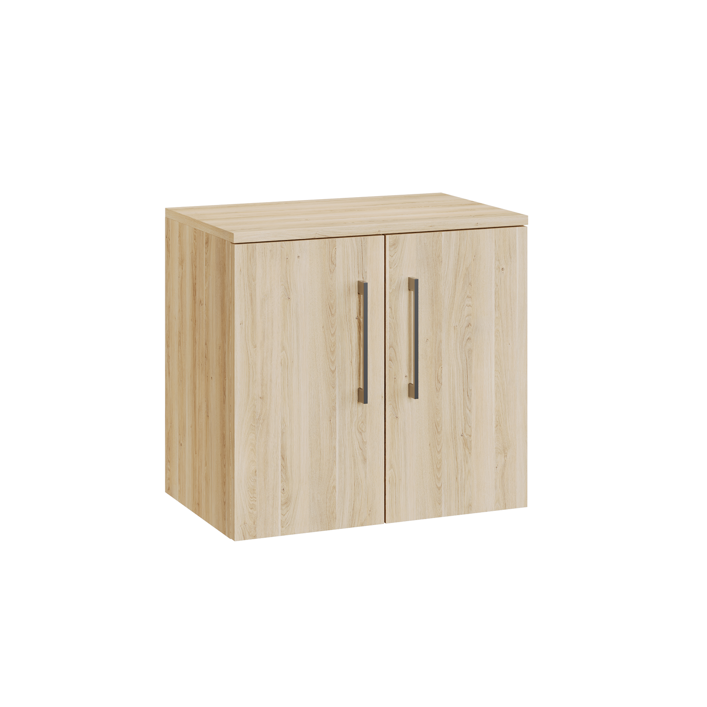 Fairford Aspri Bleached Oak 600mm 2 Door Wall Hung Vanity Unit with Worktop