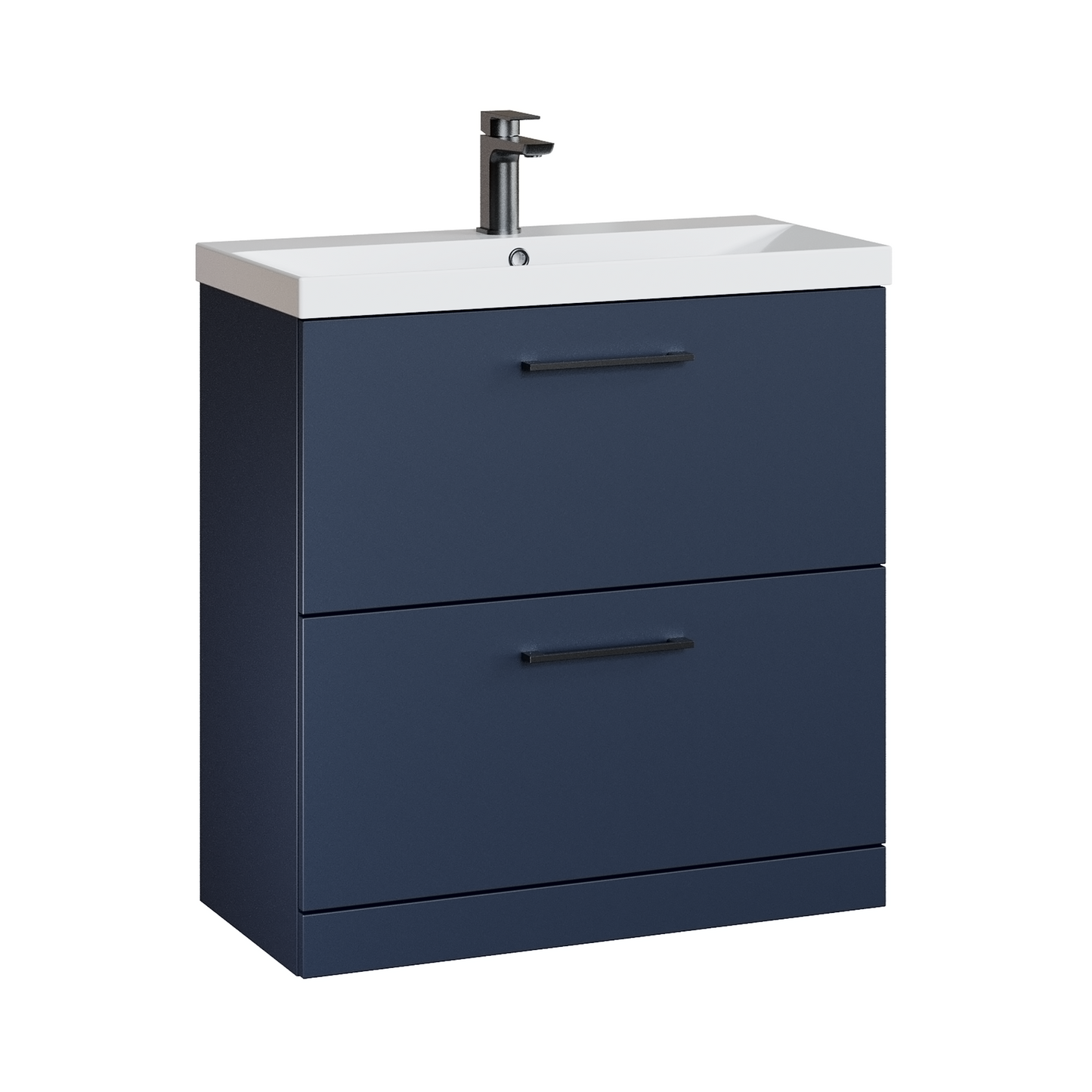 Fairford Aspri 800mm Midnight Blue 2-Drawer Floorstanding Vanity Unit
