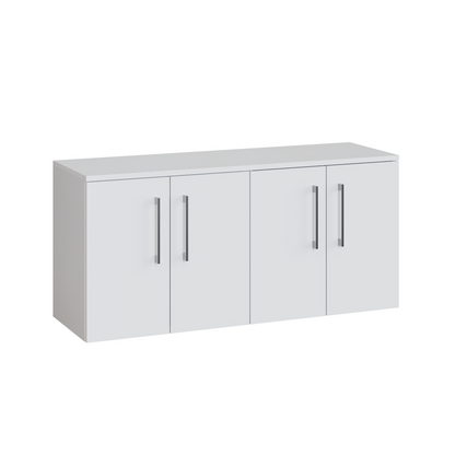 Fairford Aspri Gloss White 1200mm 4 Door Wall Hung Vanity Unit with Worktop