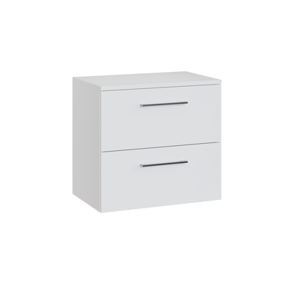 Fairford Aspri Gloss White 600mm 2 Drawer Wall Hung Vanity Unit with Worktop