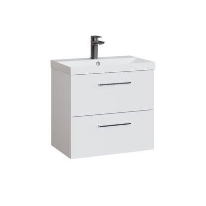 Fairford Aspri 600mm Gloss White 2-Drawer Wall Hung Vanity Unit