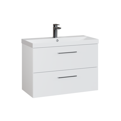 Fairford Aspri 800mm Gloss White 2-Drawer Wall Hung Vanity Unit