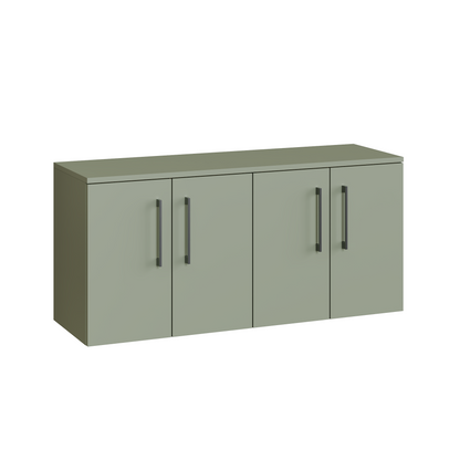Fairford Aspri Satin Green 1200mm 4 Door Wall Hung Vanity Unit with Worktop