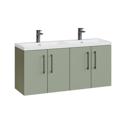 Fairford Aspri Satin Green 1200mm 4 Door Wall Hung Vanity Unit