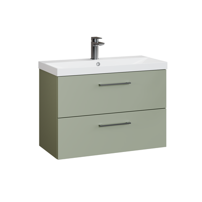 Fairford Aspri 800mm Satin Green -Drawer Wall Hung Vanity Unit