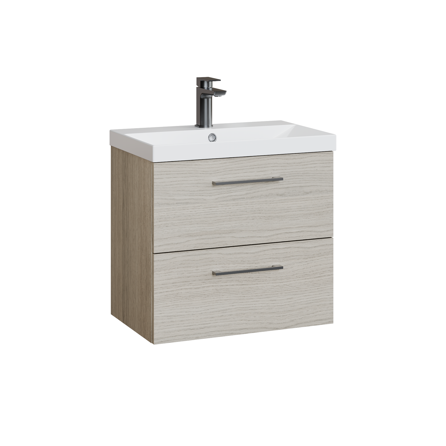 Fairford Aspri 600mm Solace Oak 2-Drawer Wall Hung Vanity Unit
