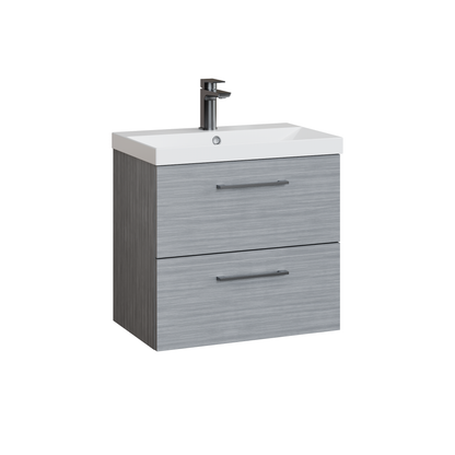Fairford Aspri 600mm Anthracite 2-Drawer Wall Hung Vanity Unit