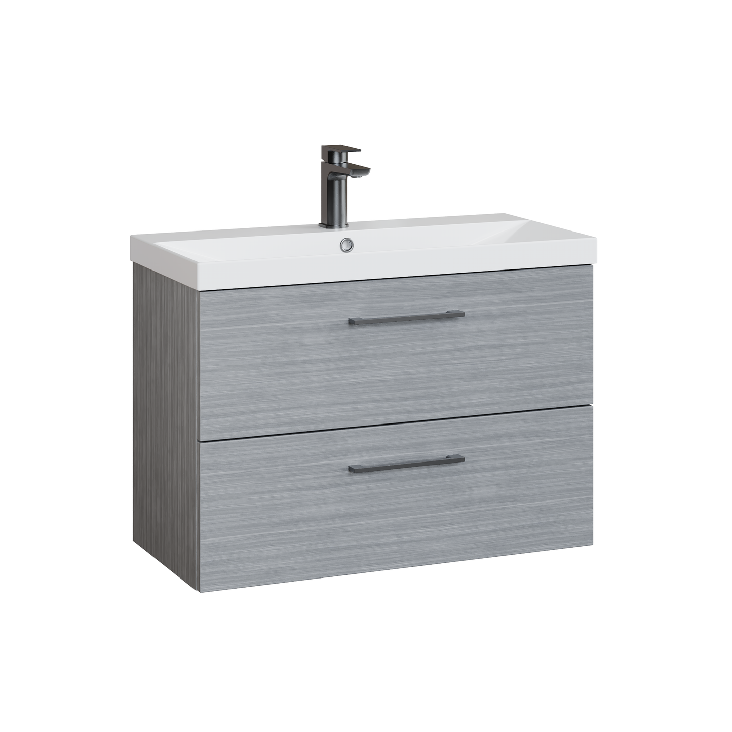 Fairford Aspri 800mm Anthracite 2-Drawer Wall Hung Vanity Unit