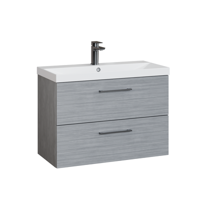 Fairford Aspri 800mm Anthracite 2-Drawer Wall Hung Vanity Unit