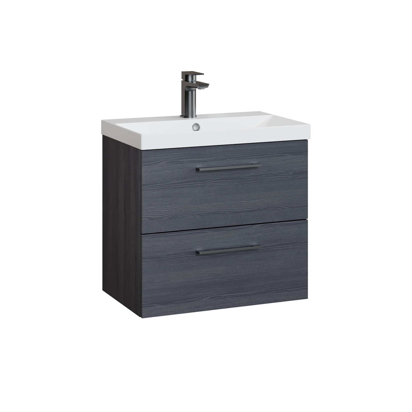 Fairford Aspri 600mm Charcoal Black 2-Drawer Wall Hung Vanity Unit