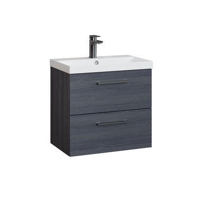 Fairford Aspri 600mm Charcoal Black 2-Drawer Wall Hung Vanity Unit