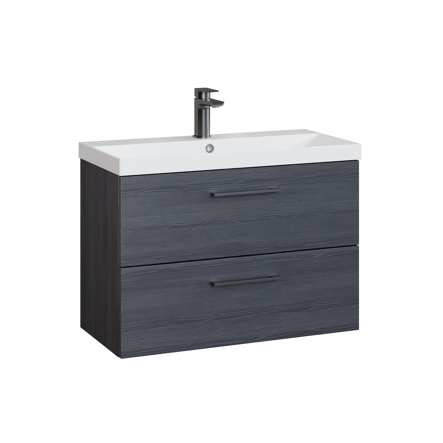 Fairford Aspri 800mm Charcoal Black 2-Drawer Wall Hung Van