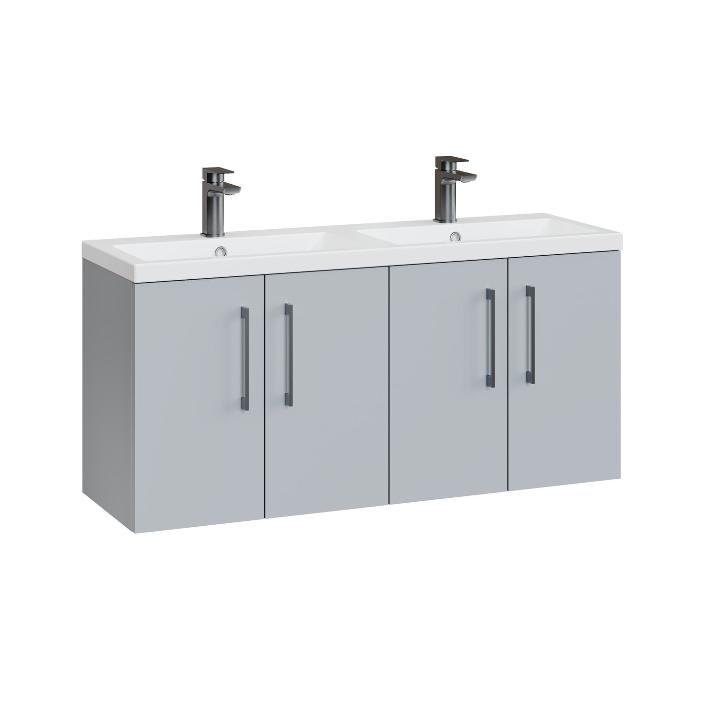 Fairford Aspri Satin Grey 1200mm 4 Door Wall Hung Vanity Unit