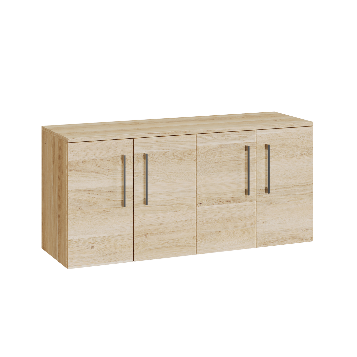 Fairford Aspri Bleached Oak 1200mm 4 Door Wall Hung Vanity Unit with Worktop