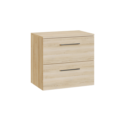 Fairford Aspri Bleached Oak 600mm 2 Drawer Wall Hung Vanity Unit with Worktop