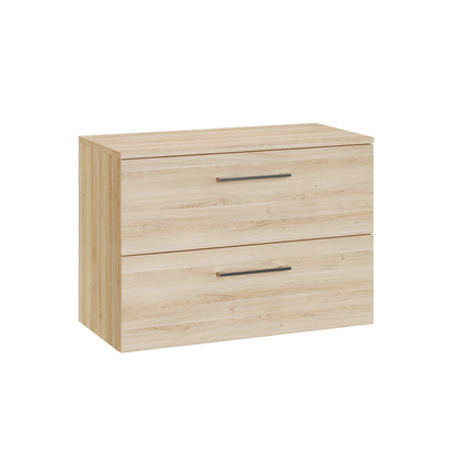 Fairford Aspri Bleached Oak 800mm 2 Drawer Wall Hung Vanity Unit with Worktop