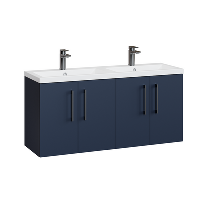 Fairford Aspri Midnight Blue 1200mm 4 Door Wall Hung Vanity Unit