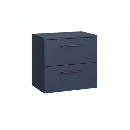 Fairford Aspri Midnight Blue 600mm 2 Drawer Wall Hung Vanity Unit with Worktop