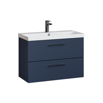 Fairford Aspri 800mm Midnight Blue 2-Drawer Wall Hung Vanity Unit