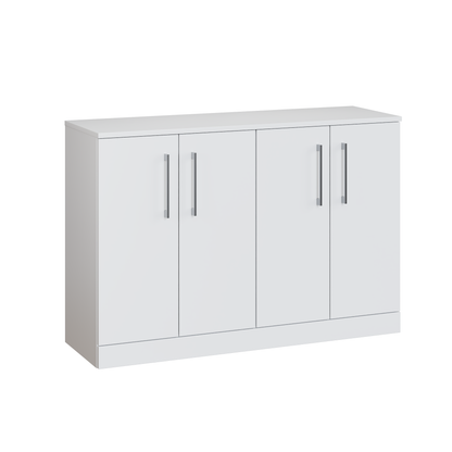 Fairford Aspri Gloss White 1200mm 4 Door Floorstanding Vanity Unit with Worktop