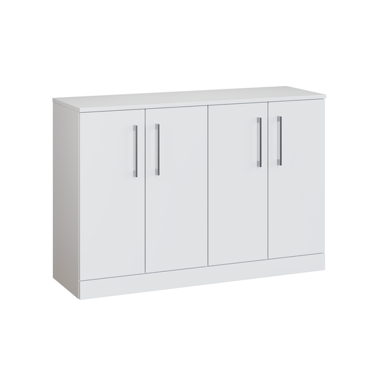 Fairford Aspri Gloss White 1200mm 4 Door Floorstanding Vanity Unit with Worktop