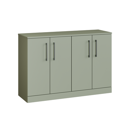 Fairford Aspri Satin Green 1200mm 4 Door Floorstanding Vanity Unit with Worktop