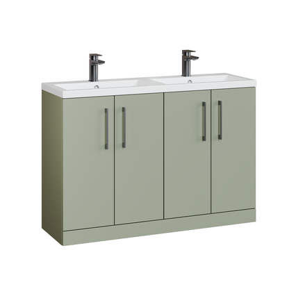 Fairford Aspri Satin Green 1200mm Floorstanding Double Vanity Unit with Doors and Basin